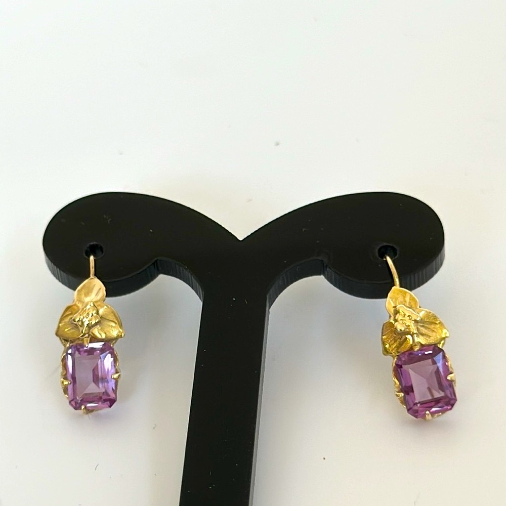 10k real gold real sapphire stones earrings